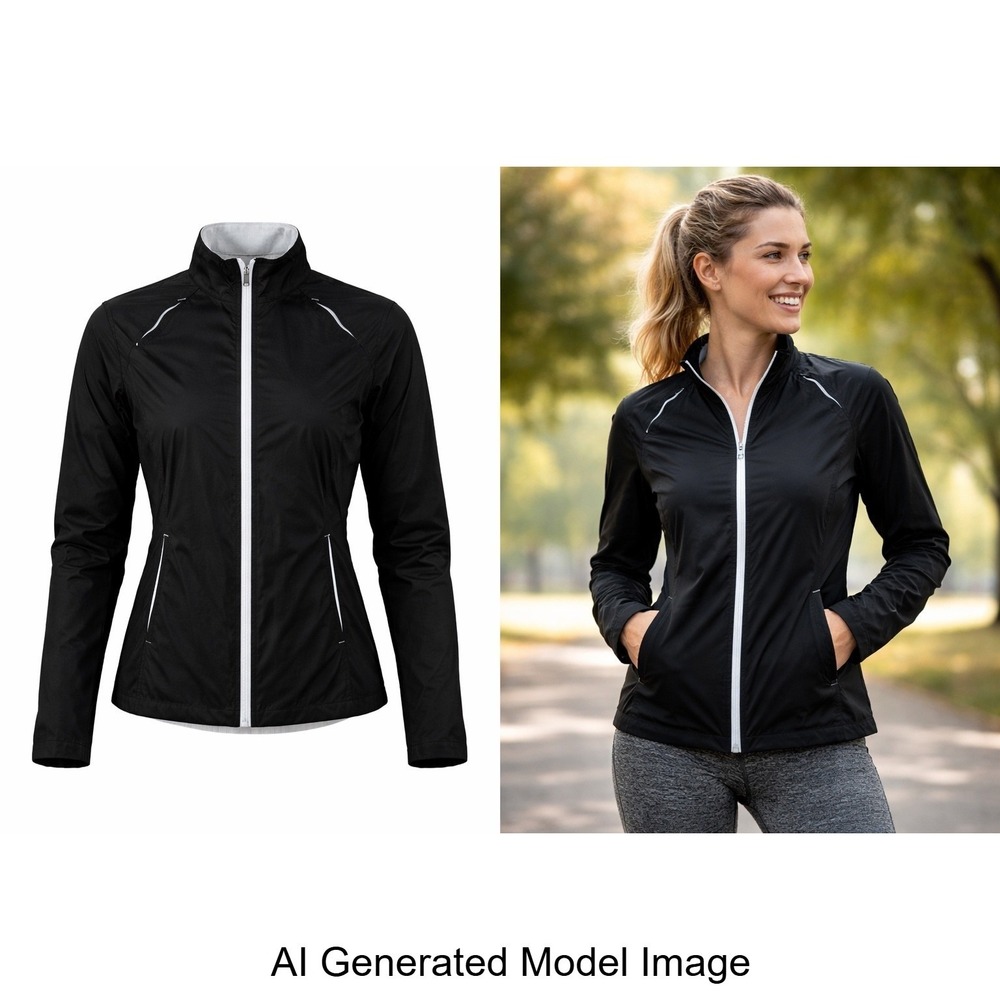 Danskin Now Womens Black Lightweight Mesh Lined Windbreaker Running Jacket S 4-6